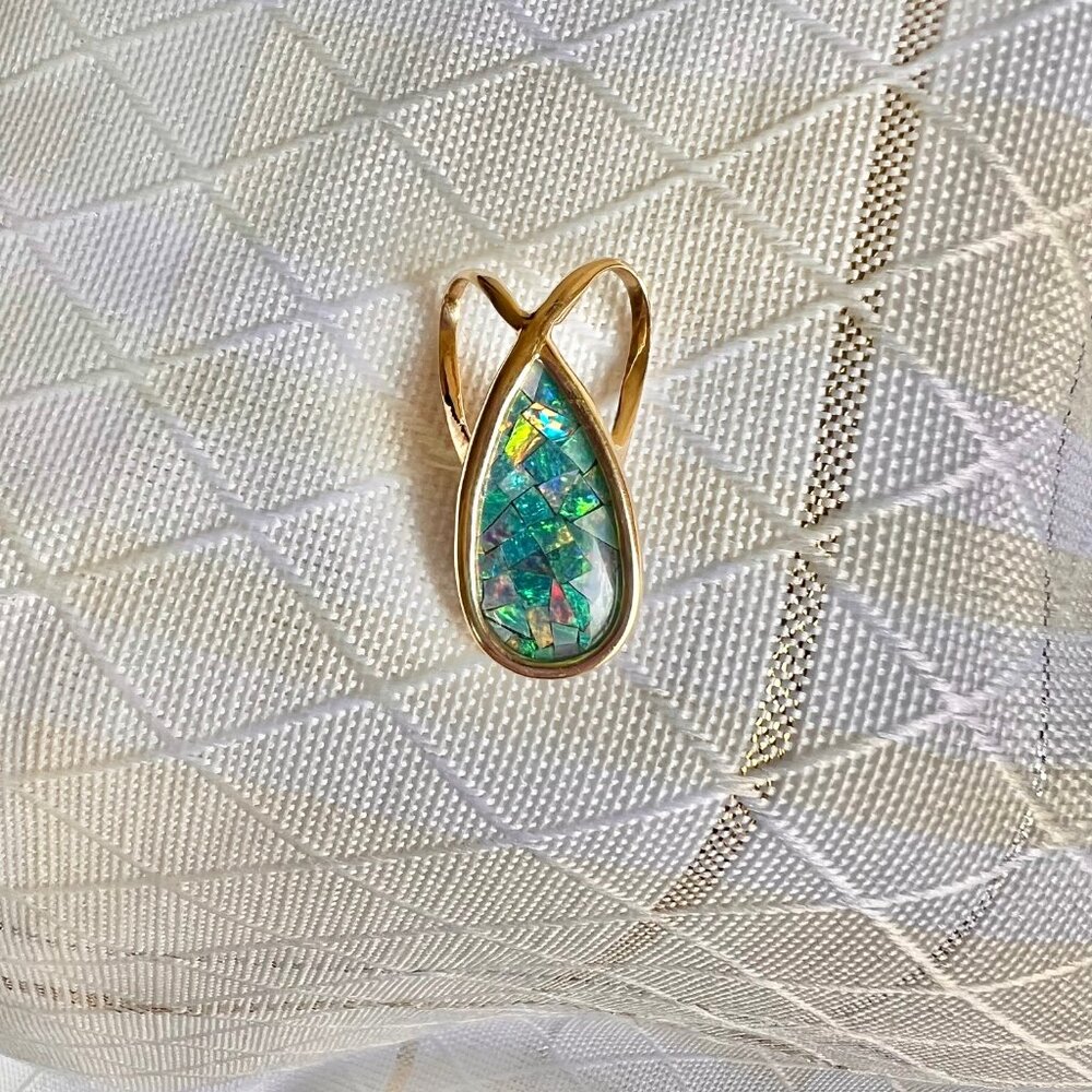 14K Gold Mosaic Australian  Opal Pendant, Opal Jewelry, Australian Jewelry - Picture 5 of 14
